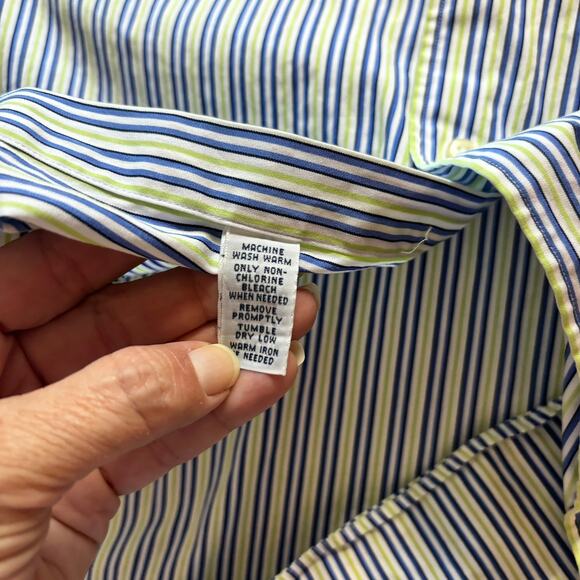 Polo Ralph Lauren Classic Fit Long Sleeve Button Down Striped Blue Green Size XL - Picture 6 of 7